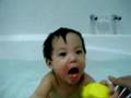 Yoichi taking bath by himself