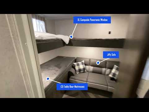 Thumbnail for THREE bunks and a Jiffy sofa in the bunk room! Check out the 273QBXL Salem Cruise Lite. Video