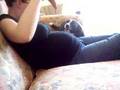 Meisha protecting my pregnant belly