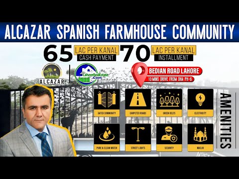 Alcazar Spanish Farmhouse: Plots on Cash & Installments | Main Bedian Road Lahore