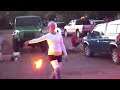 Yogaslackers - Chip&Laura perform ~ AcroYoga with Fire Spinning