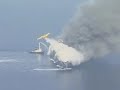 Freighter ship ablaze in the Adriatic sea
