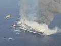 Freighter ship ablaze in the Adriatic sea