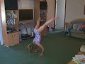 Cam in the living room (againLOL)  practicing her skills.  She's 8 years old, level 5.  Showing off for grandma to see : )