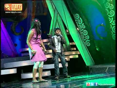 Rakshitha - Kaasu Mela from Kadhala Kadhala Rakshitha and Aajith in Super Singer Junior 3 Challenge.