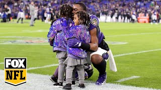 Mark Ingram Jr. joined by wife and kids recalls daughter's birth on 2009 Bama title night | FOX NFL by FOX Sports