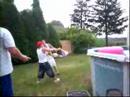 Marcus goes in the pool