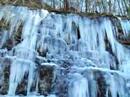 Icicles on the side of a mountain