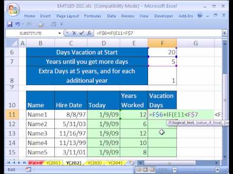 how to accrue vacation time in excel