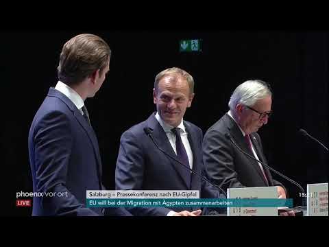 Pressekonferenz von Kurz, Tusk und Juncker nach dem E ...