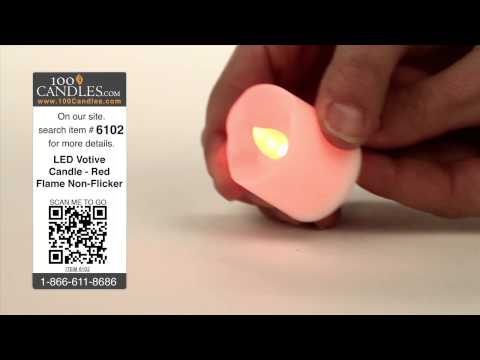 Battery Operated LED Votive Candle - Red Flame Non-Flicker
