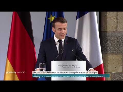 Reden von Angela Merkel und Emmanuel Macron zur Unterze ...