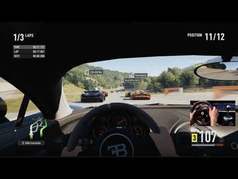 Forza Horizon 2 LP Ep39 Bugatti Putting in Lap Times w/Thrustmaster Wheel Cam