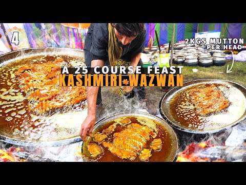 India's Largest 25-Course NON-VEG Feast | KASHMIRI WAZWAN at a KASHMIRI WEDDING in Srinagar   🇮🇳
