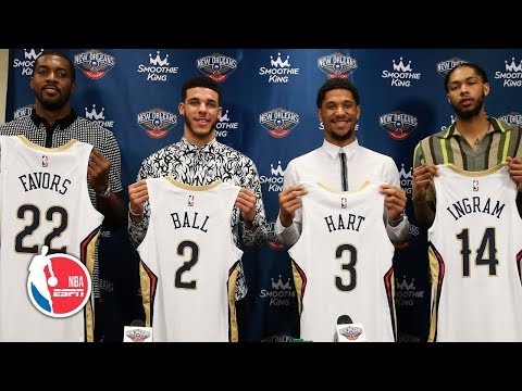 Video: Lonzo Ball, Brandon Ingram, Josh Hart and Derrick Favors introduced by the Pelicans | NBA on ESPN