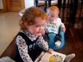 Kayleigh reads to Zeb
