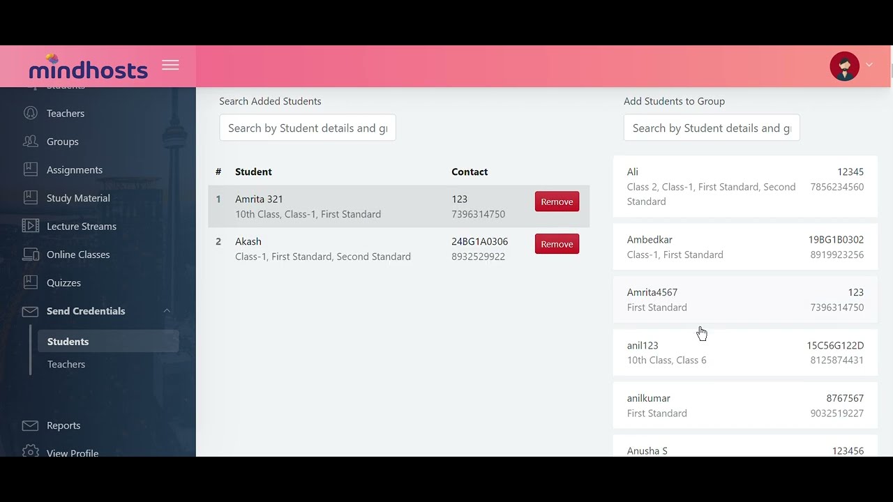 How to Send Student Credentials in MH Admin – Mindhosts