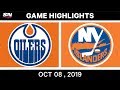 NHL Highlights | Oilers vs. Islanders – Oct. 8, 2019