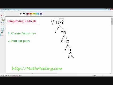 Simplifying Radicals - Square Roots