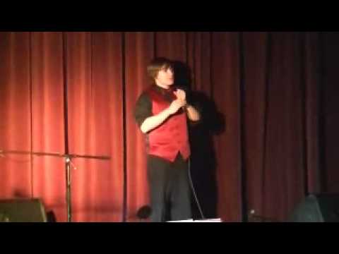 Dustin performing his comedy bit at the 12th Annual FCHC Choir Cafe