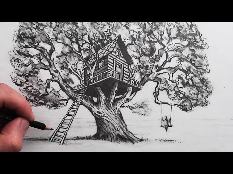 video-linktoworks-How to Draw A Realistic Tree House in 2-Point Perspective ...