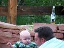 Jack and dad playing out in the yard