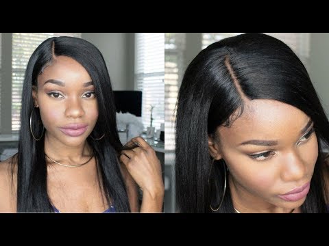 Indian Remy Hair Side Part Yaki Straight Natural Looking Glueless