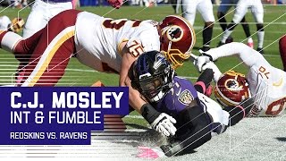 C.J. Mosley Picks Off Kirk Cousins & Fumbles at Goal Line for Touchback | Redskins vs. Ravens | NFL by NFL