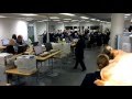 Finnair flight attendants dancing in Crew Center