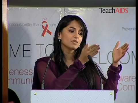 Indian Actress, Anushka Shetty, speaks on TeachAIDS