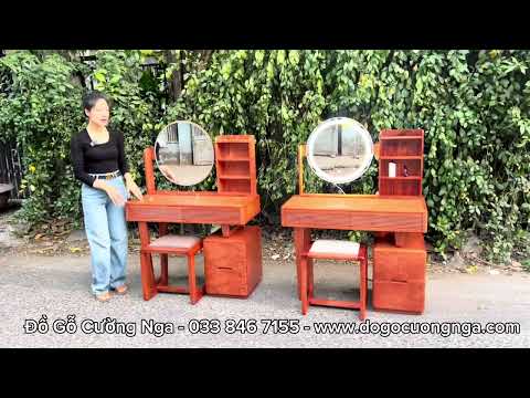 Bàn phấn trang điểm gỗ hương đá gương les hiện đại 
