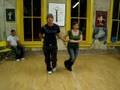 east coast swing, man's double waist wrap to skaters hold