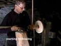 turning a bowl on a foot-powered lathe