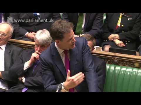 minister - Deputy Prime Minister, Nick Clegg, answered questions from MPs in the House of Commons on Wednesday 15 May 2013. The Deputy Prime Minister answered questions...