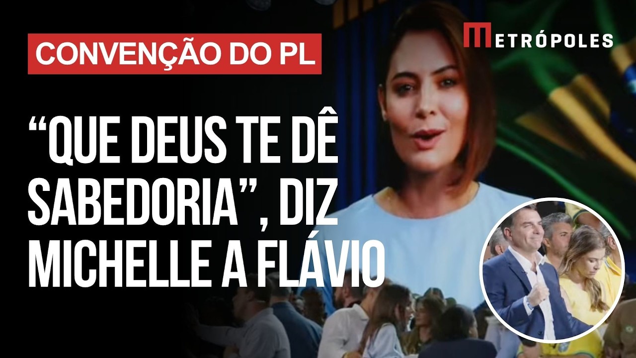 Veja o vídeo de apoio que Michelle Bolsonaro enviou para a convenção de Flávio Bolsonaro
