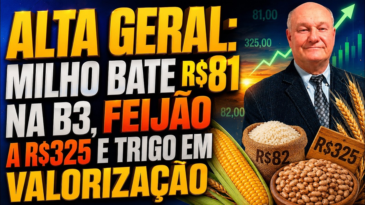 ALTA GERAL: Milho bate R$81 na B3, Feijão a R$325 e Trigo em valorização.