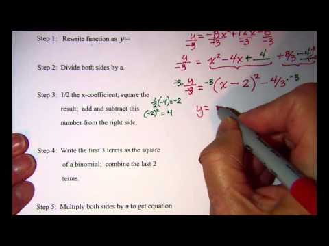 how to turn a quadratic into vertex form