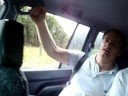 Mel driving TRD prado on track