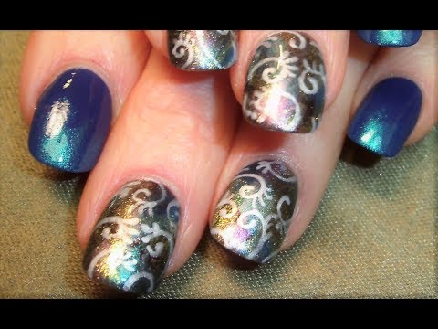 Brushstroke Nail Art with spirals