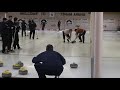 rob cosens plays the perfect raise bump for three in the fourth end against ian beavis in the 6 p.m. draw at the thistle integrity stakes at the asham arena.