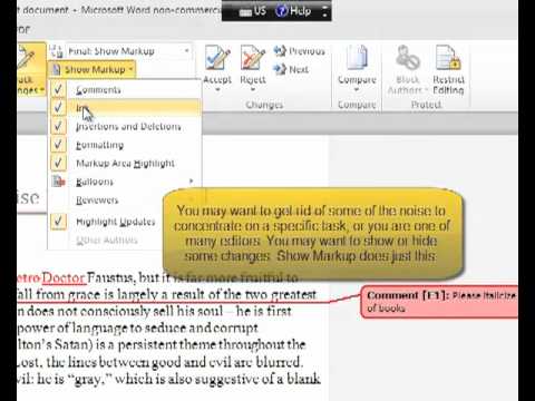 how to provide comments in word