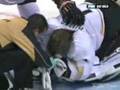 Jonathan Cheechoo Breaks Jonas Hiller's Head