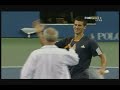 Novak Djokovic and John McEnroe having a hit