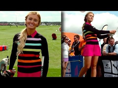 Blair O’Neal shows off her golf clubs at Puma/Cobra