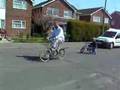 Leaf blower biker