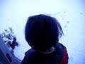 Seattle Snow Jan 15, 2012: Kid Makes Tracks In Snow&Throws Snow Ball At Camera