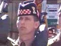 crowds gathered in stirling to watch the argyll and sutherland highlanders march through the streets wearing the cap badge of their new regiment.  they form the 5th battalion of the royal regiment of scotland and they were accompanied by their regimental mascot, cruachan the third, a shetland pony.