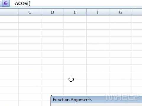 Excel-Funktion ARCCOS: Arkuskosinus