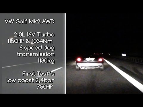 VW Golf Mk2 AWD 1150HP DOG transmission TEST drive onboard