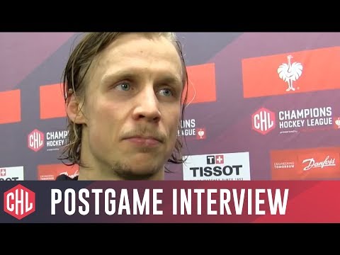 Jussi Olkinuora after JYP beat Třinec in SO to reach CHL Final